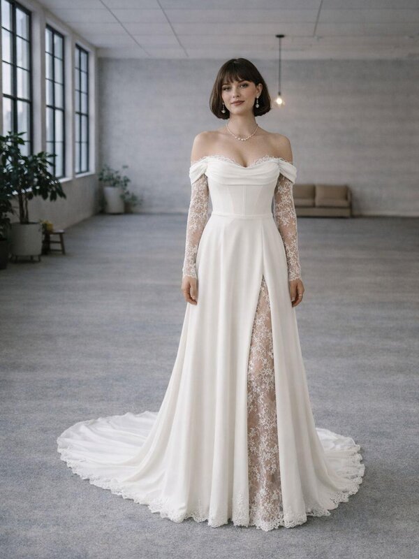 Brautkleid_elegant_Schlitz_Spitze_Courture Brautkleid_elegant_Schlitz_Spitze_Courture