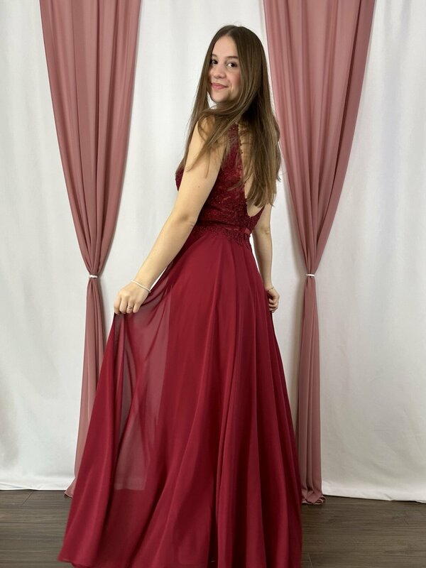 Abendkleid_Jugendweihe_Abiball_Chiffon_Spitze_Glitzer_rot_bordeaux