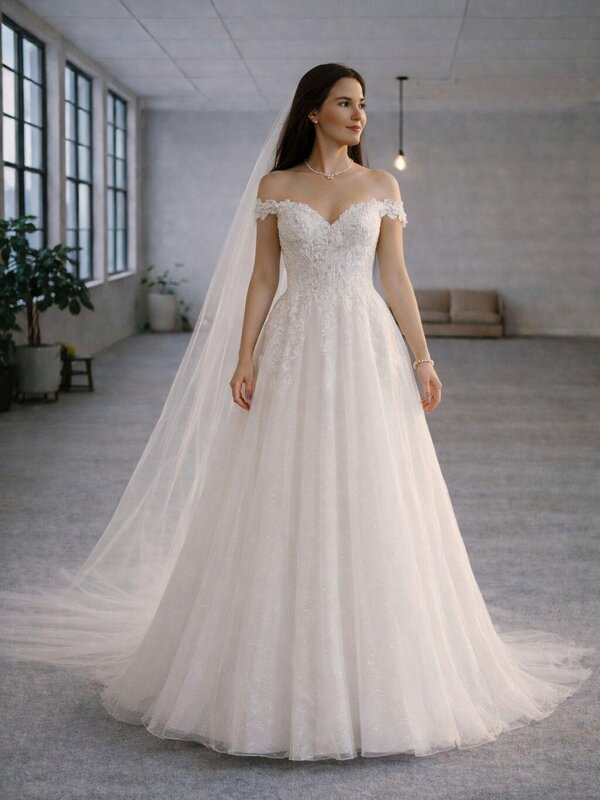 Brautkleid_off_shoulder_Träger_Schleier Brautkleid_off_shoulder_Träger_Schleier